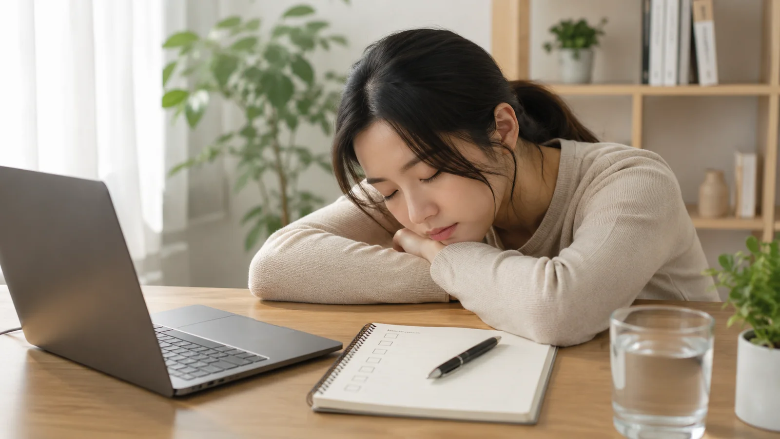 잠시 멈춰 휴식하는 모습 (자가체크 글 보조 일러스트)