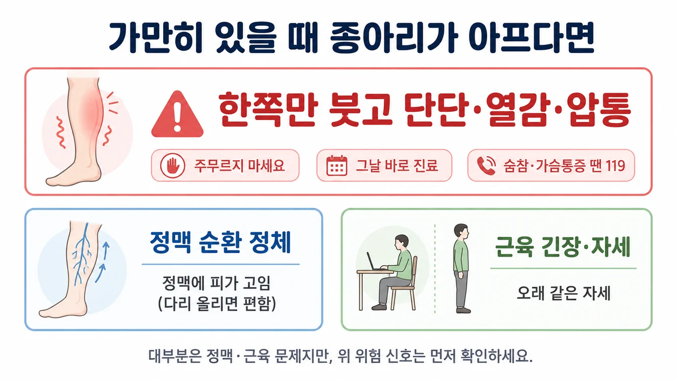 한쪽 종아리가 붓는 위험 신호와, 가만히 있을 때 피가 고이는 정맥 정체