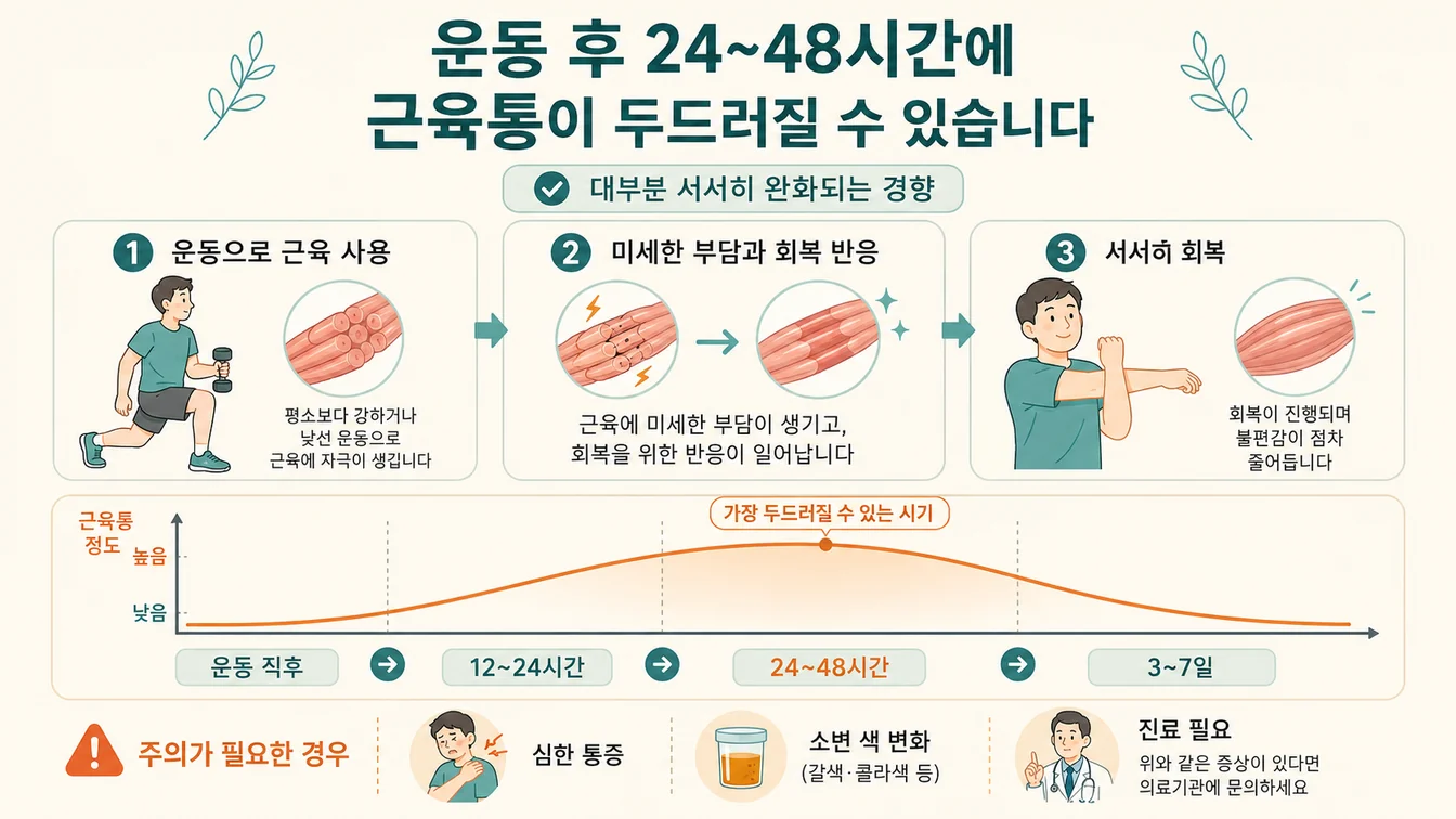 지연성 근육통(DOMS) 시간 경과 곡선 안내