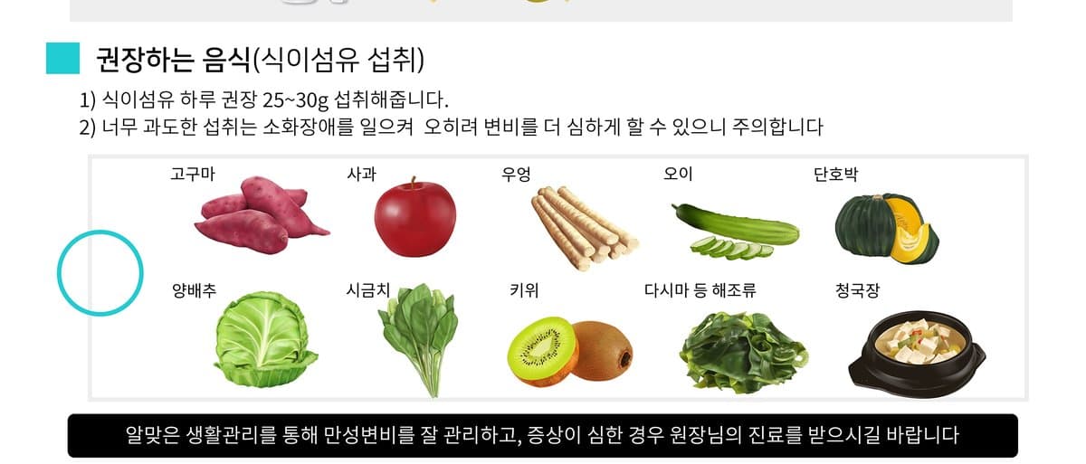 식이섬유 권장 식품 안내 자료