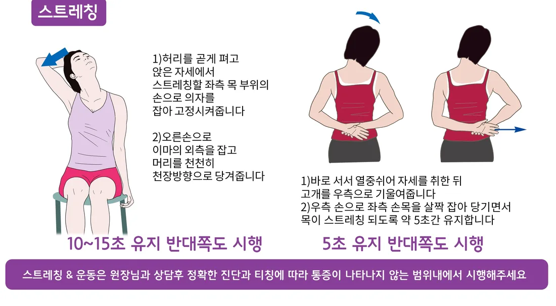 사각근 주변 참고 운동 동작 예시 일반 안내 일러스트