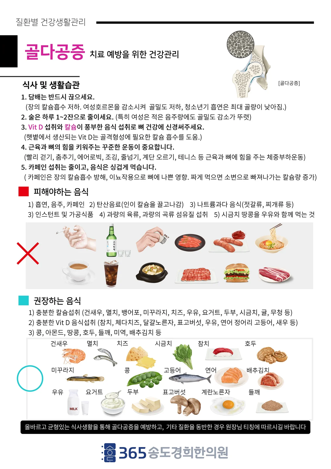 골다공증 식사·생활관리 안내지