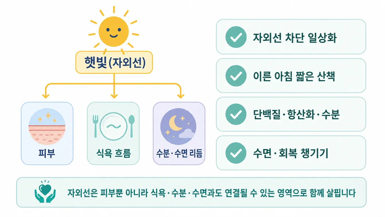다이어트 중 자외선이 피부·식욕·수분·수면에 미치는 영향 안내