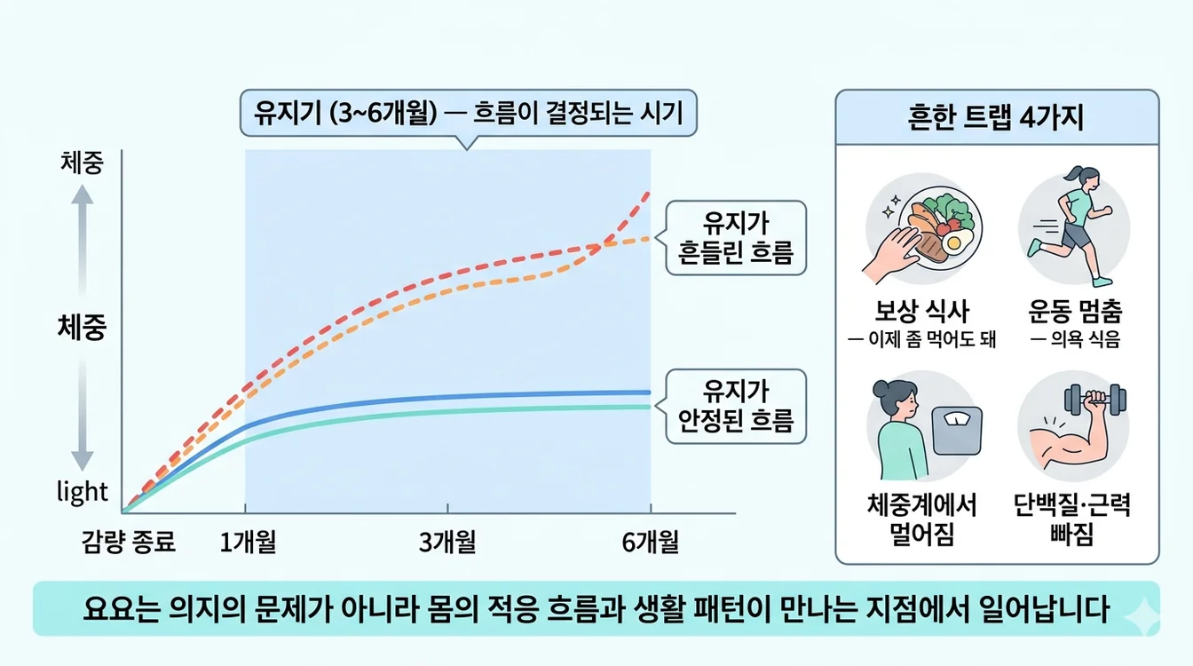 다이어트 후 요요 곡선과 유지기(3~6개월) 흐름 안내