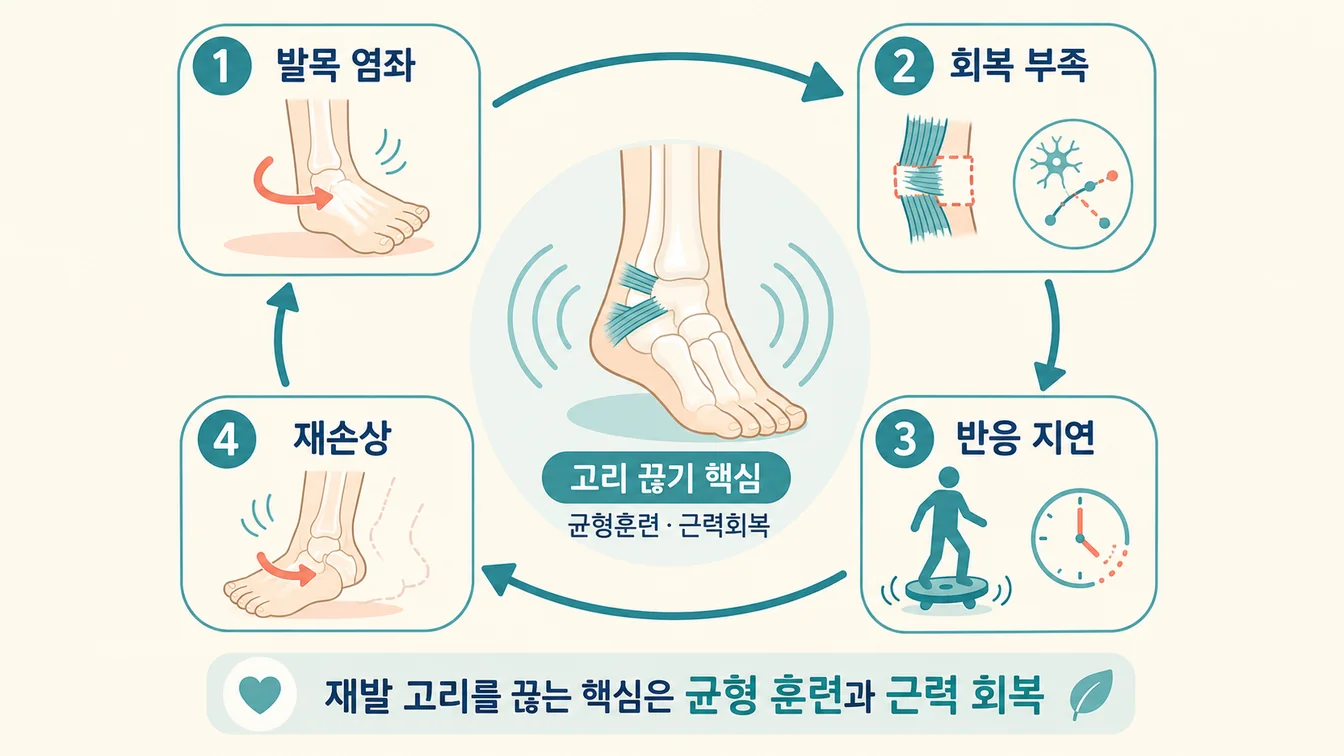 발목 염좌 후 인대 이완과 균형 감각 저하로 재발이 반복되는 악순환 일반 안내