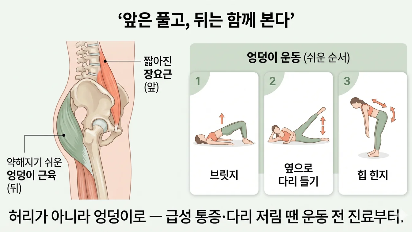 장요근이 짧아지고 엉덩이 근육이 약해지는 앞뒤 불균형