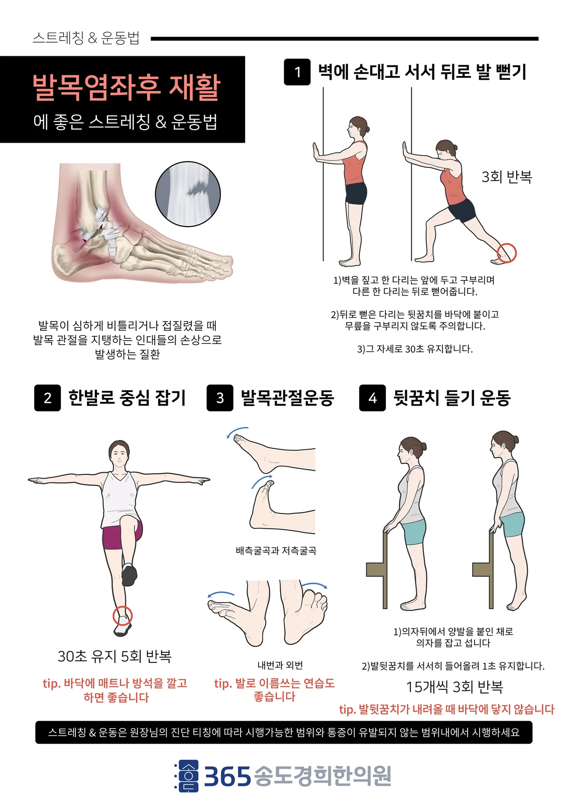 발목 염좌 후 재활 운동 안내지