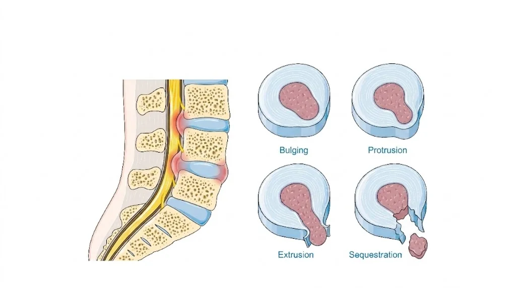 허리 디스크 4단계 — 팽윤·돌출·탈출·분리 안내