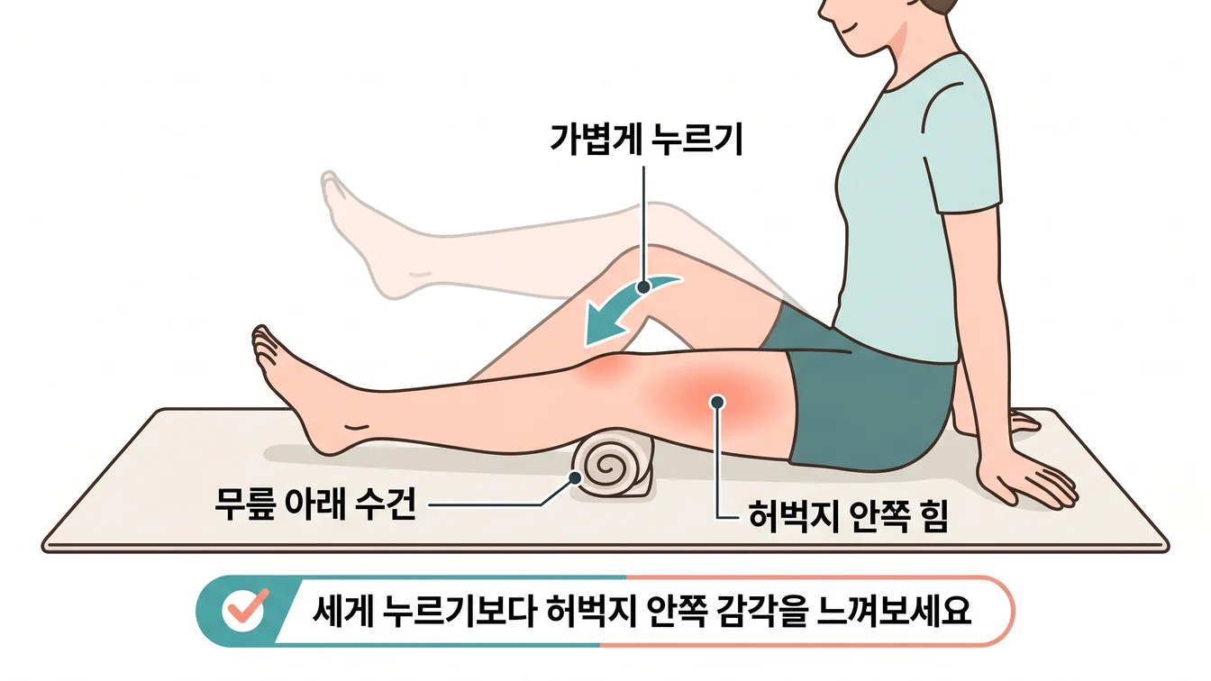VMO activation (내측광근 활성) 안내 일러스트
